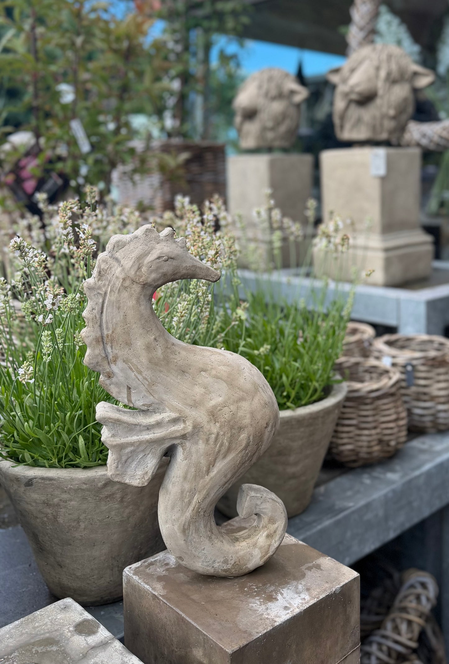 Gartenkunst Seepferdchen "Zoe" auf Säule