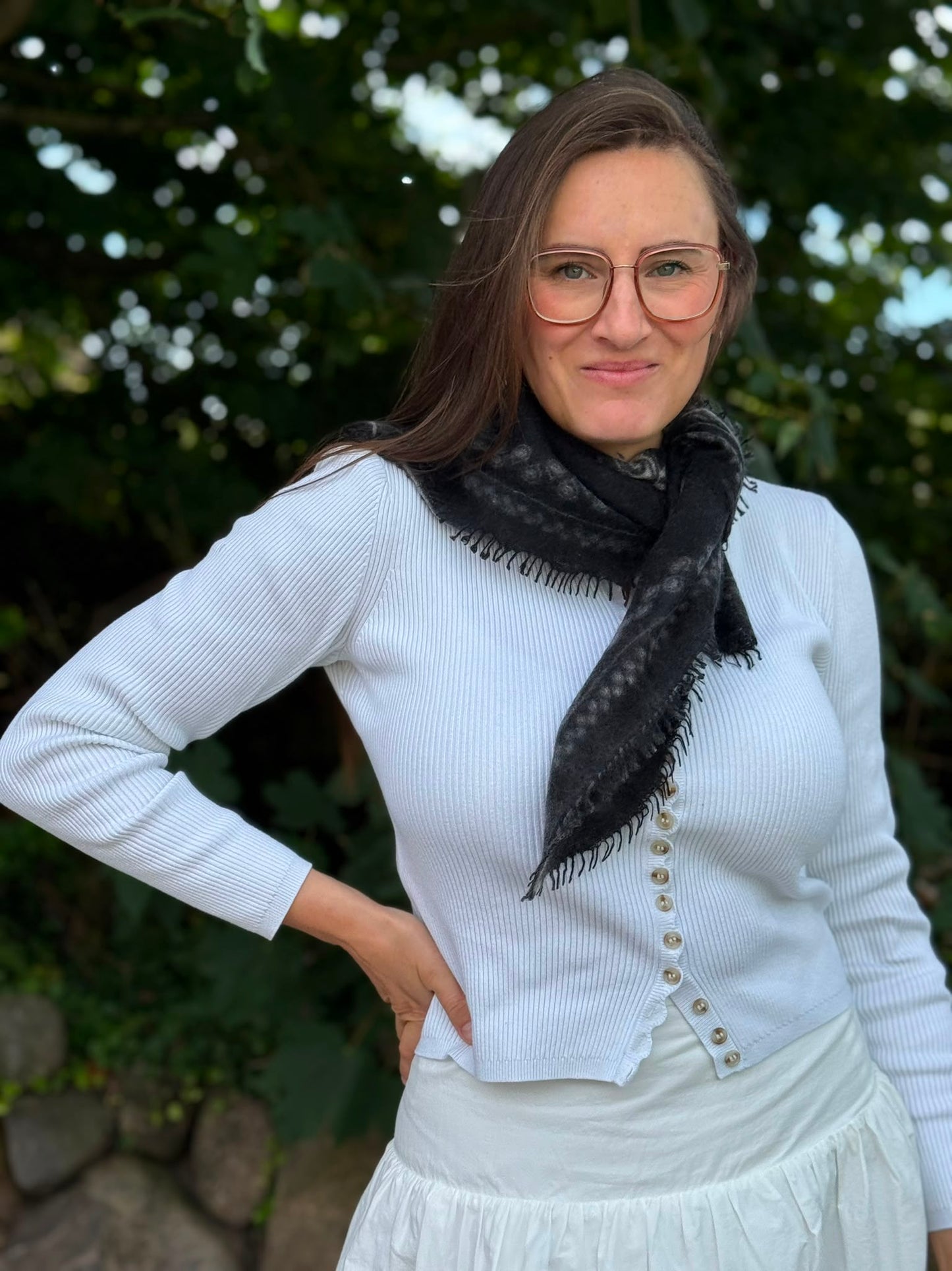 Cashmere Schal/Bandana Ornament in Schwarz