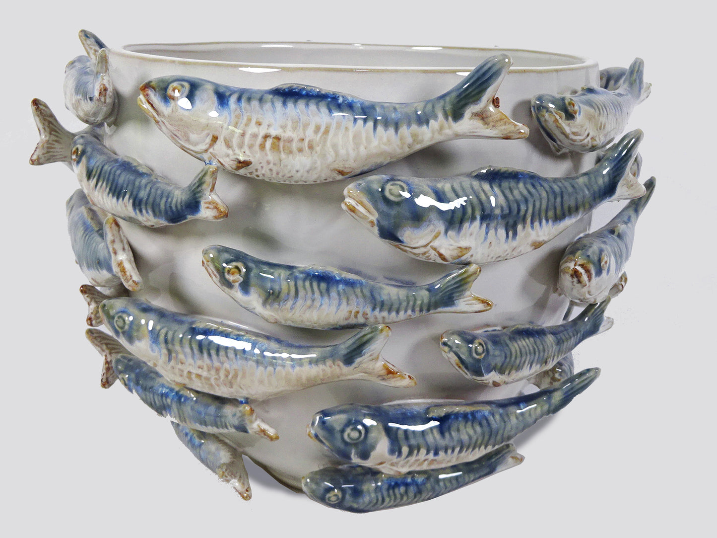 Keramik Topf mit Fisch Ornamenten Ø28 x H21cm