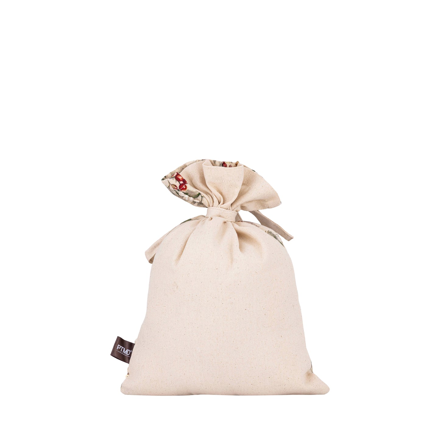 Cremefarbene Baumwolltasche mit Blätterdruck S