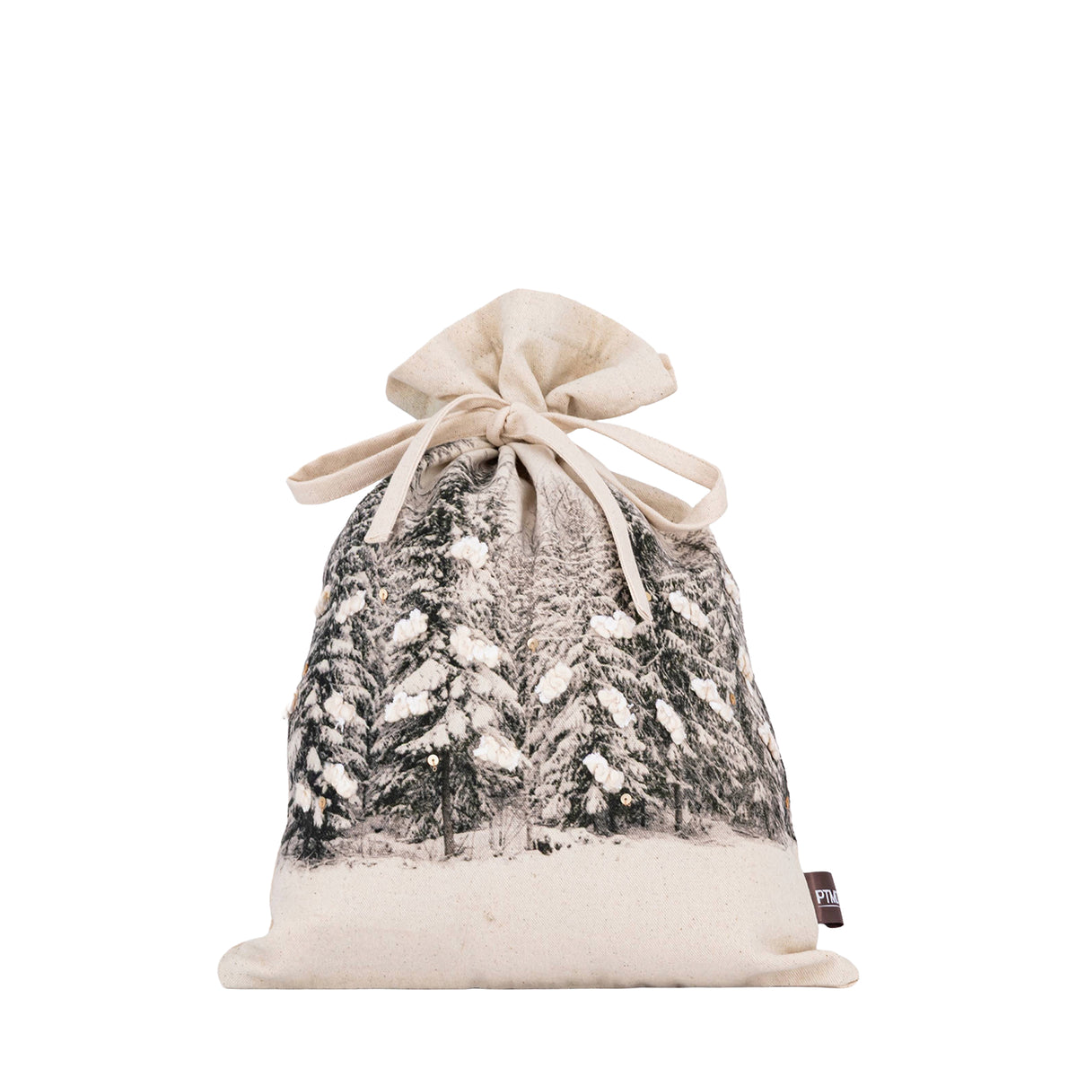 Cremefarbene Baumwolltasche mit Tannenbäume M
