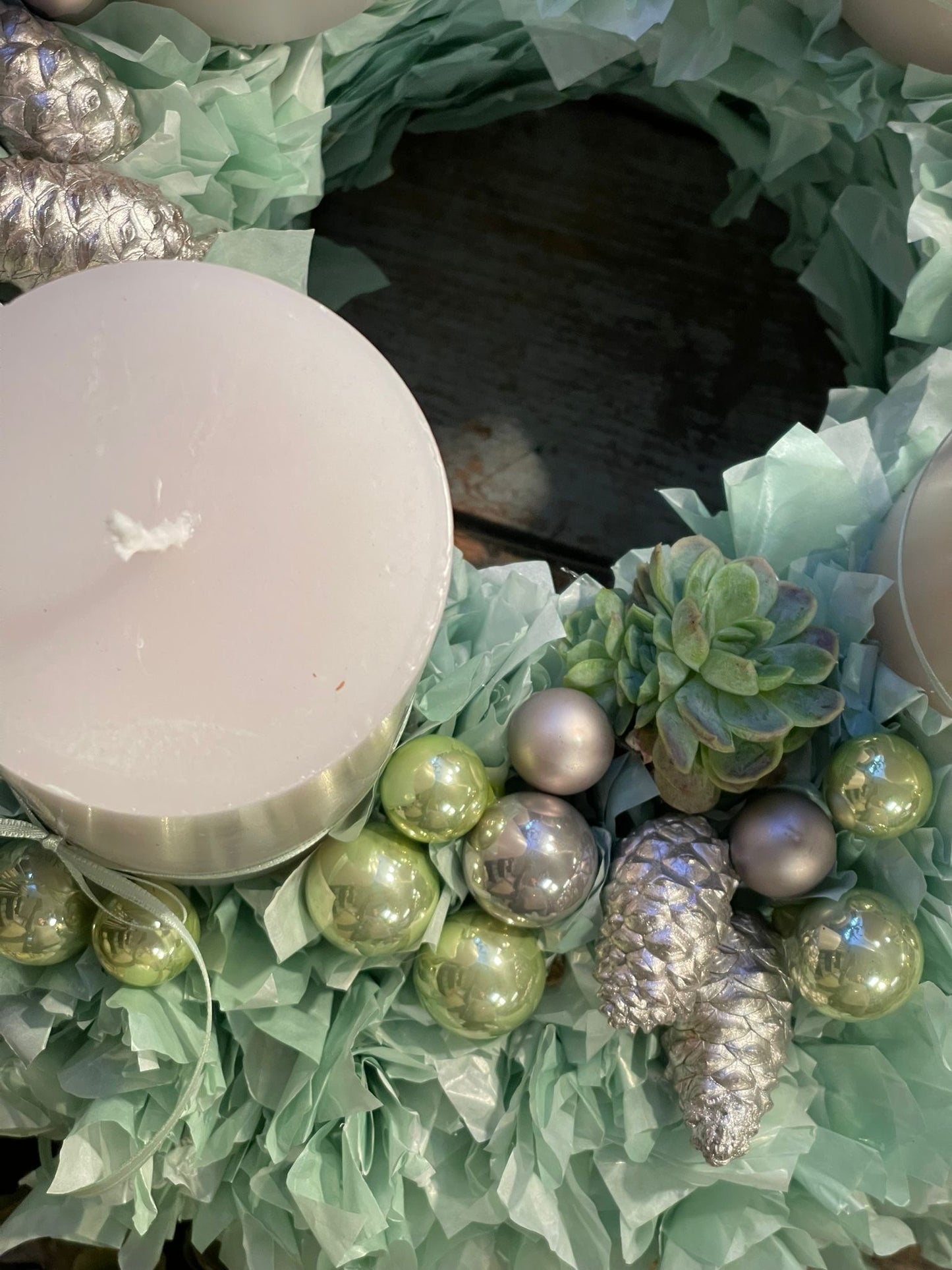 Adventskranz "Andrea" Seidenpapier mint
