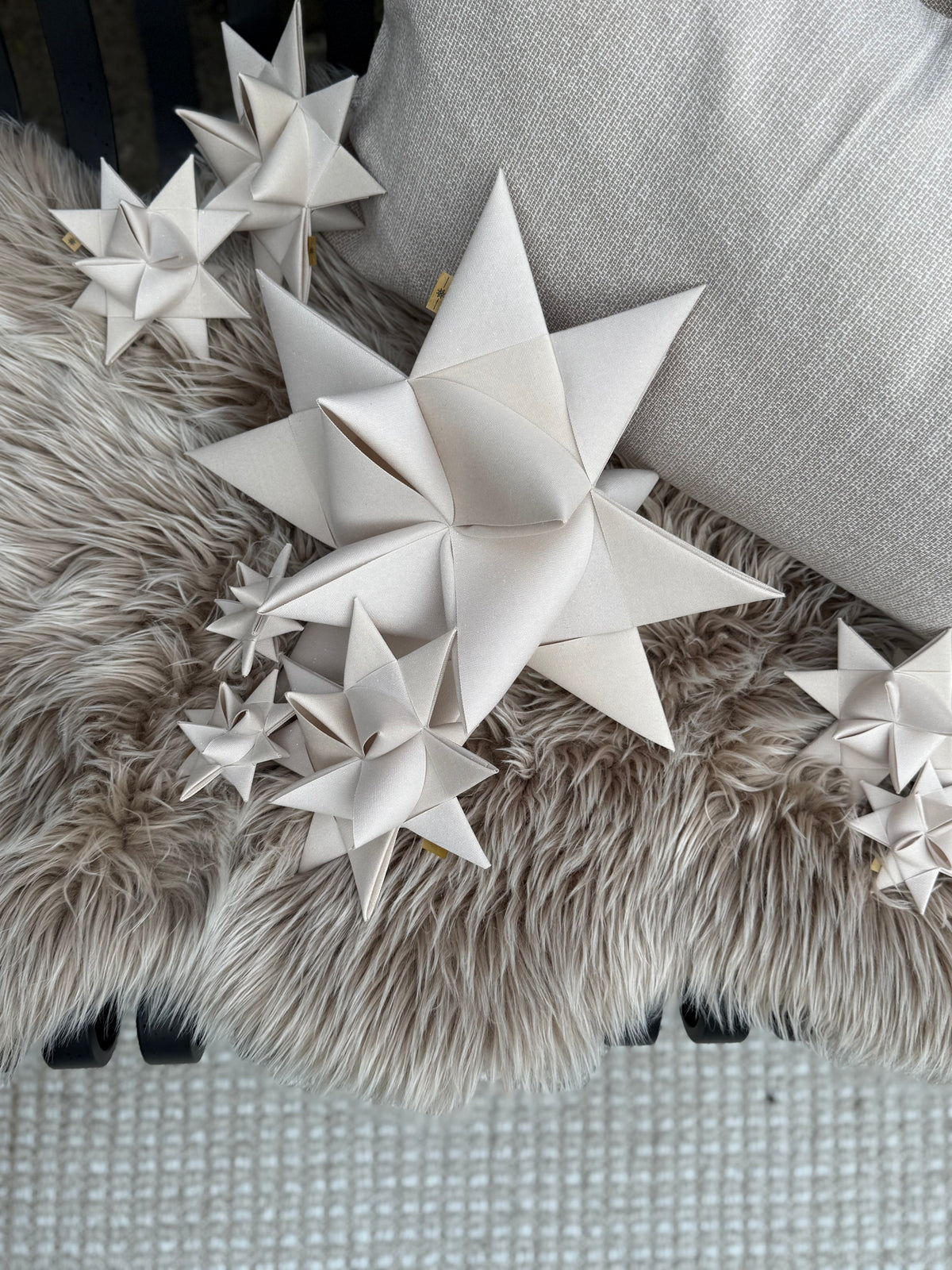 Fröbelstern Jumbostern (32cm) aus Canvas in Oyster Beige
