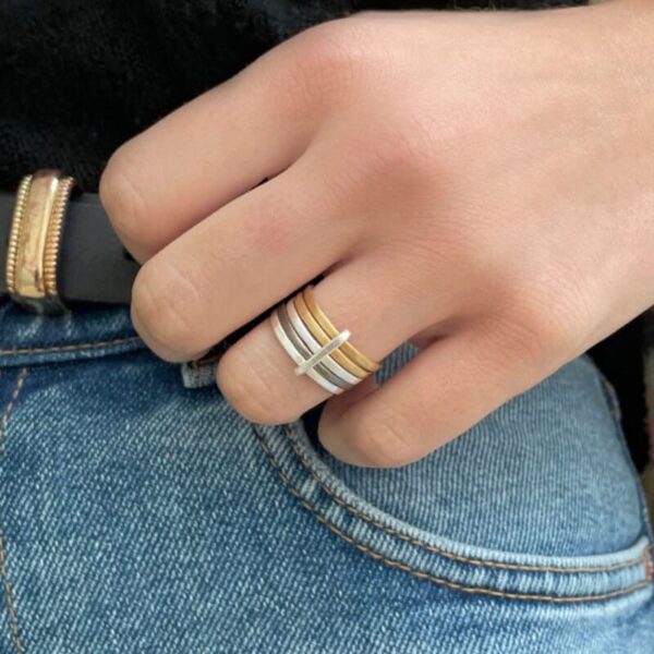 Susi Cala Sophie 5Mix Ring Silber & vergoldet & rutheniertes Silber