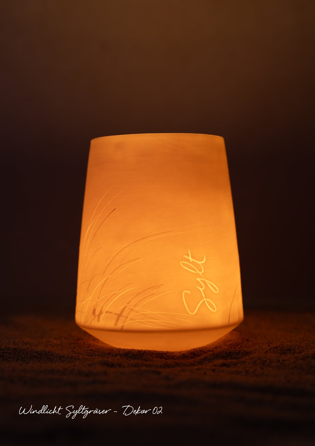 Porzellan Windlicht Sylt Gräser Dekor 02 von Judith Anders