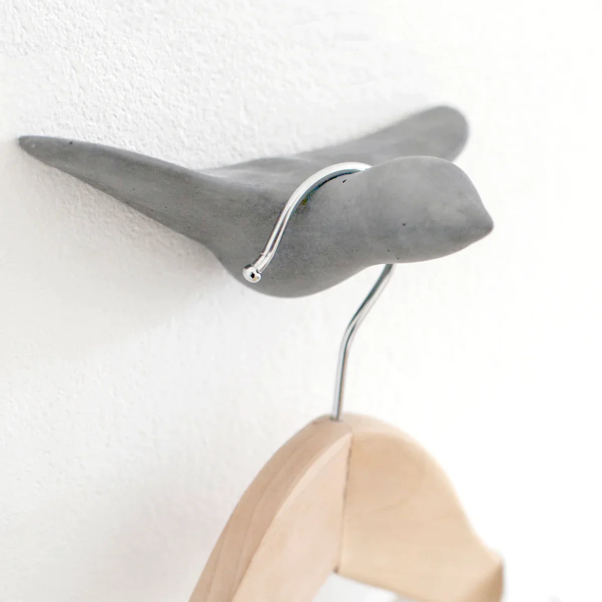 Wandhaken Mini Vogel Beton grau