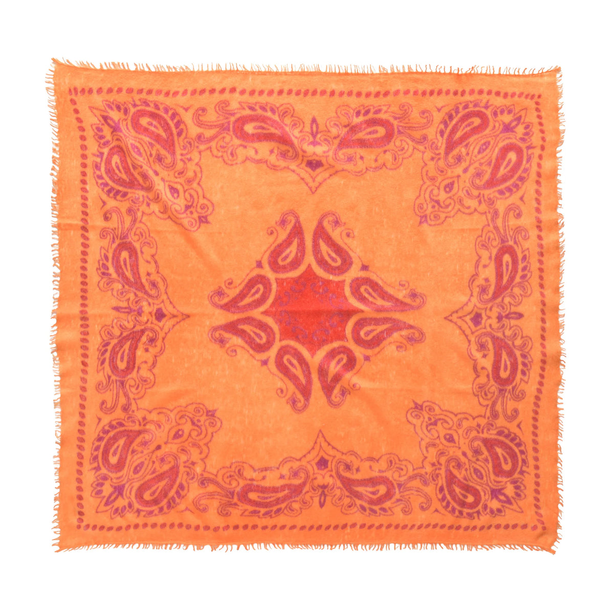 Cashmere Schal/Bandana Paisley-Muster in Orange