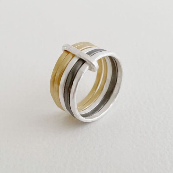 Susi Cala Sophie 5Mix Ring Silber & vergoldet & rutheniertes Silber