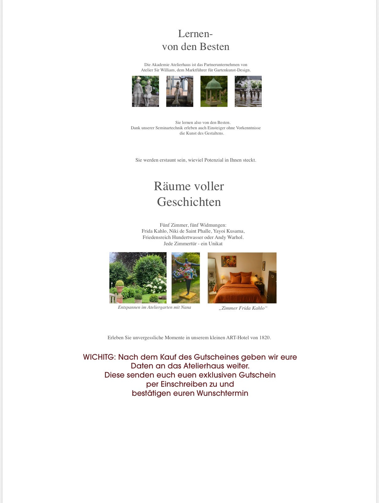 Zeit für Kunst -Lernen von den Besten- inklusive 5 Übernachtungen