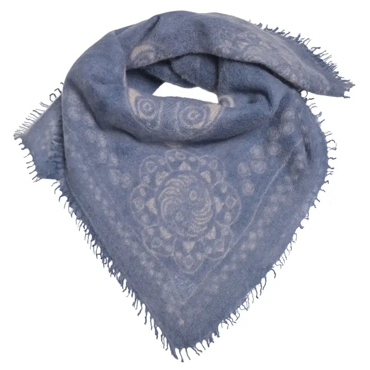 Cashmere Schal/Bandana Ornament in Blue Jeans