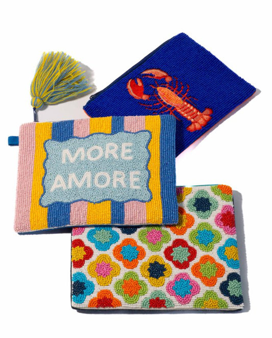 perlenbesetzter Beutel PROSP buntes Blütenmuster