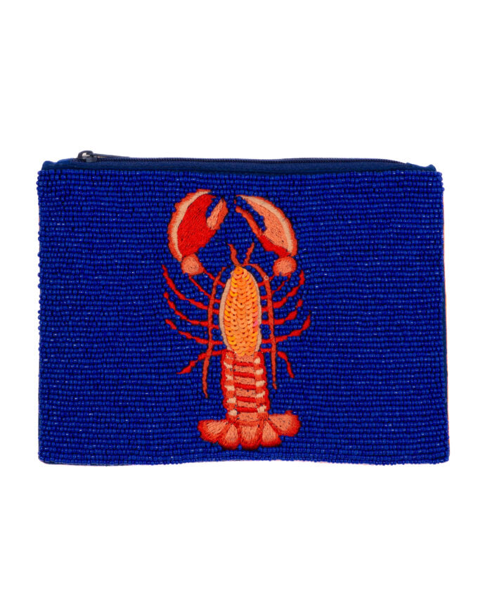 perlenbesetzter Beutel LOBSTER in dunkelblau
