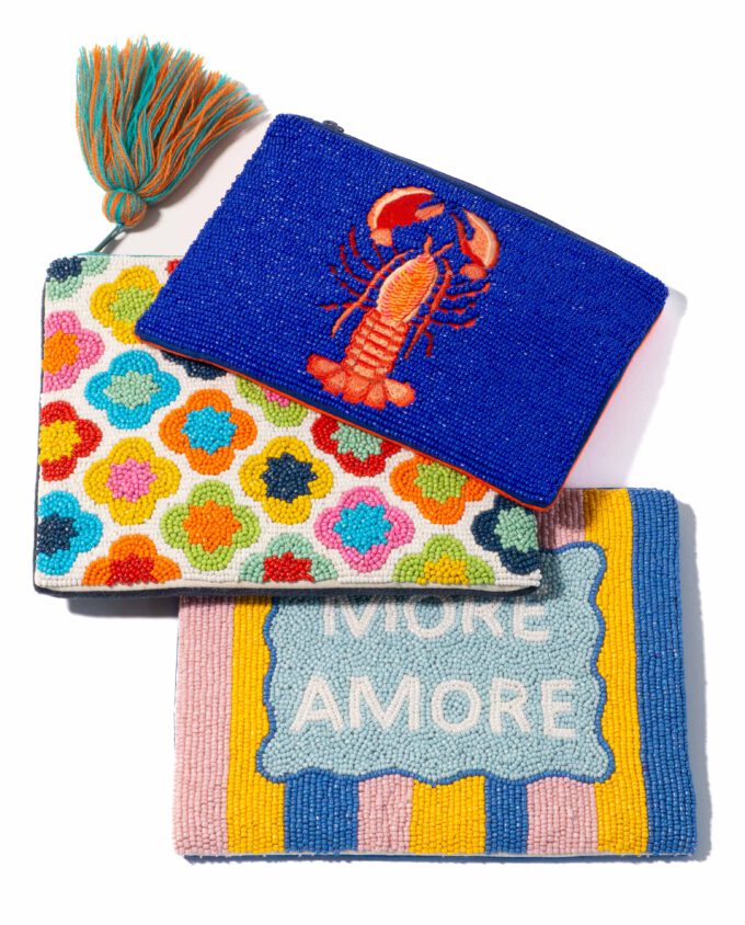 perlenbesetzter Beutel LOBSTER in dunkelblau