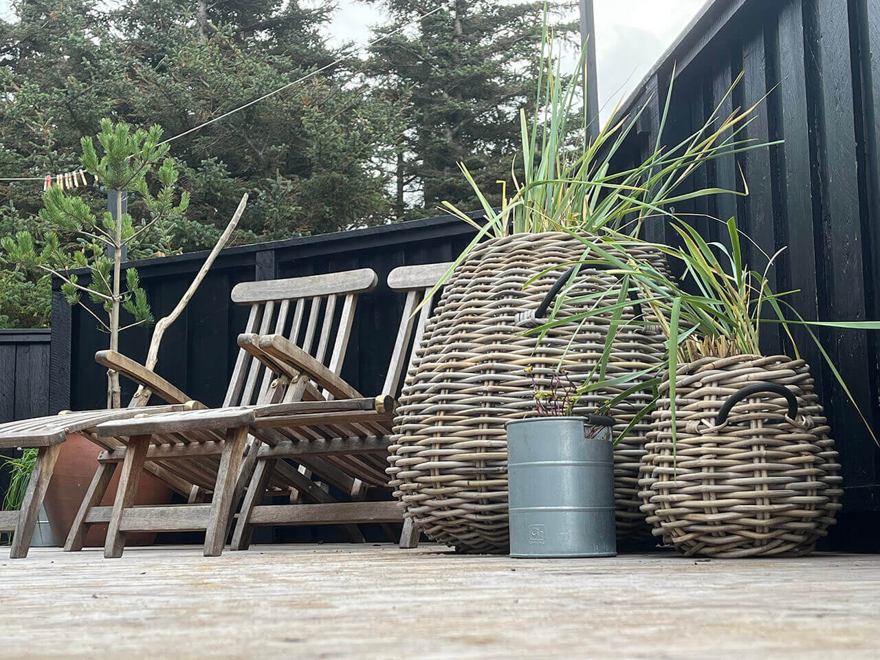 A2 Set mit 5 Rattan-Körben von A2 Living in zwei Größen Birnenform“ Kubu inklusive Fracht aus Dänemark (1/2 Palette)