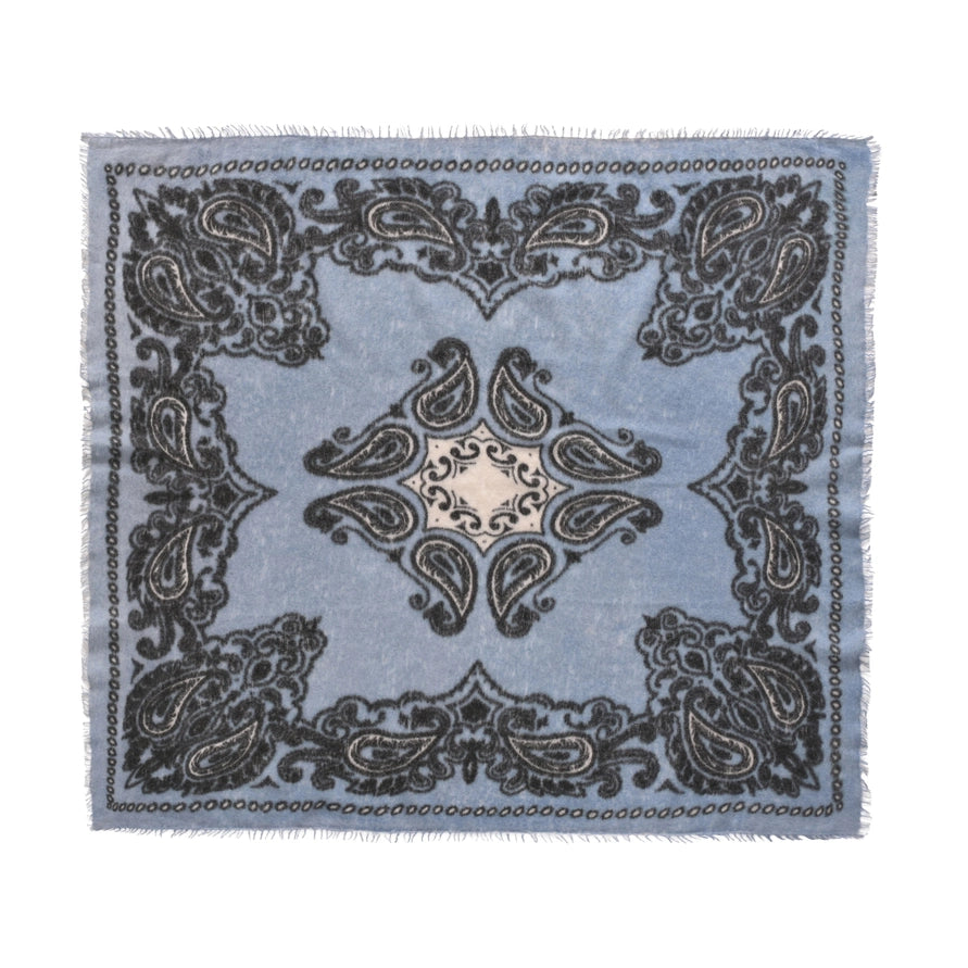 Cashmere Schal/Bandana Paisley-Muster in Denim