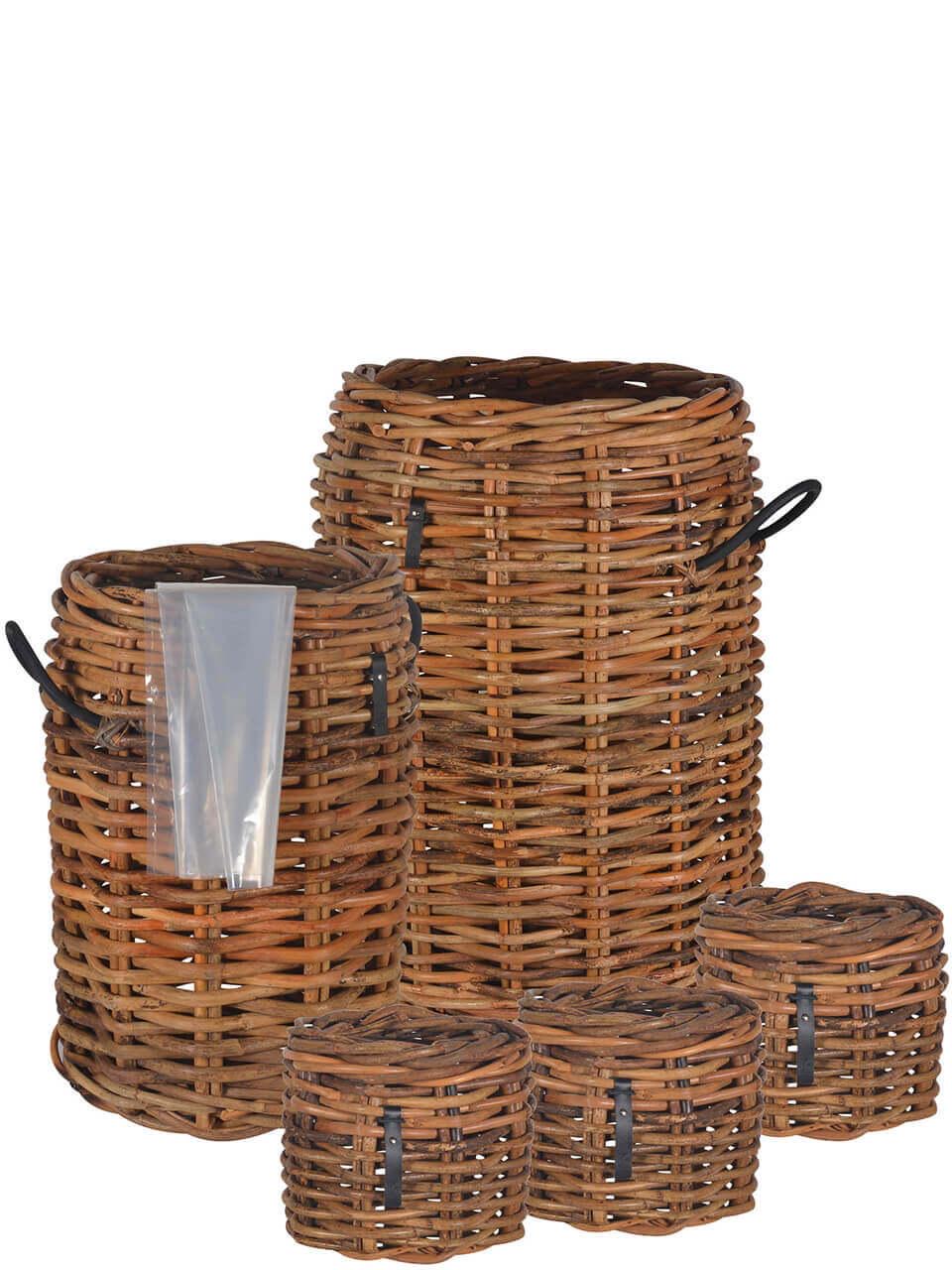 Set mit 5 Rattan-Körben in 3 verschiedenen Größen inklusive Fracht aus Dänemark (1/2 Palette)