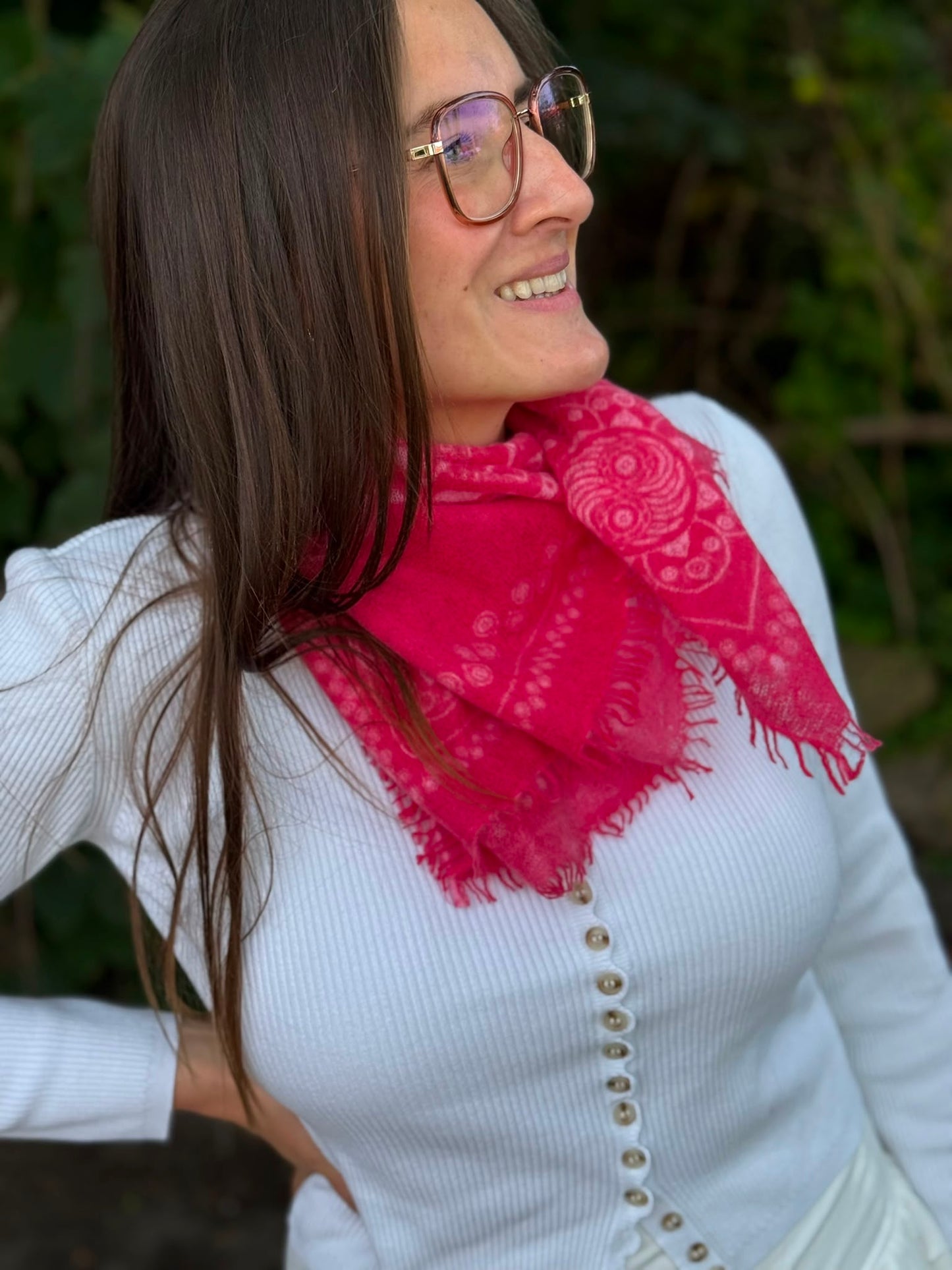Cashmere Schal/Bandana Ornament in Koralle