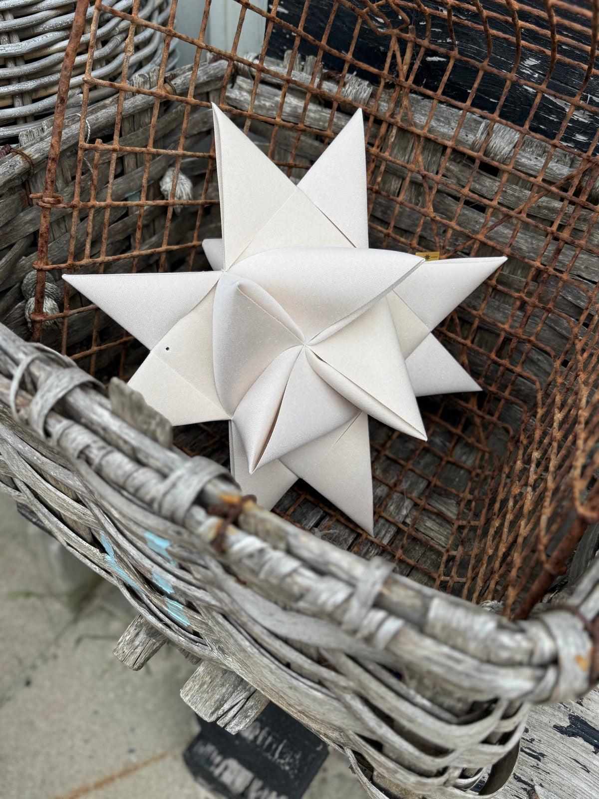 Fröbelstern Jumbostern (32cm) aus Canvas in Oyster Beige