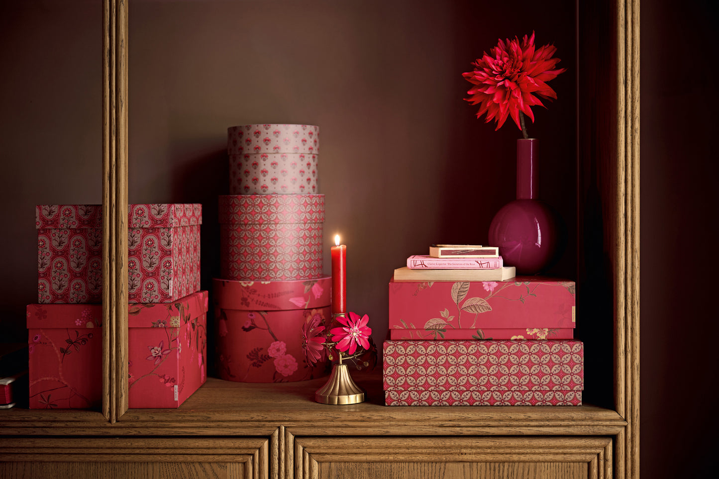 Set/3 Schachtel Rund Blooming Tales Rot  von Pip Studio