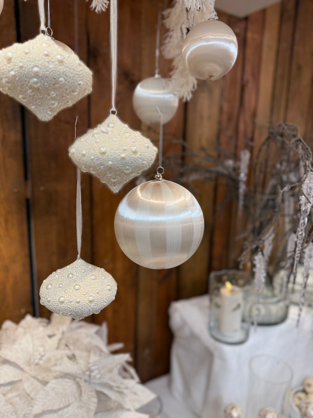 Weihnachtskugel Creme/Beige
