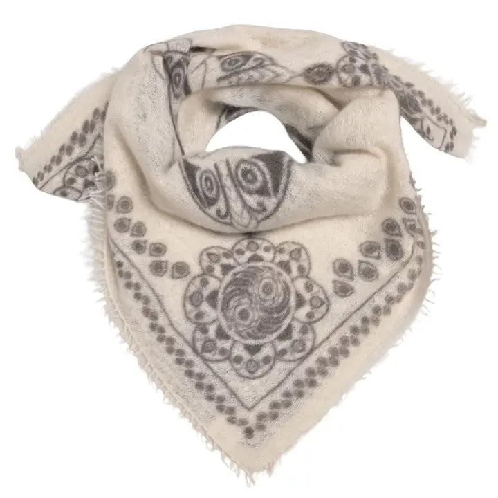 Cashmere Schal/Bandana Ornament in Champagner