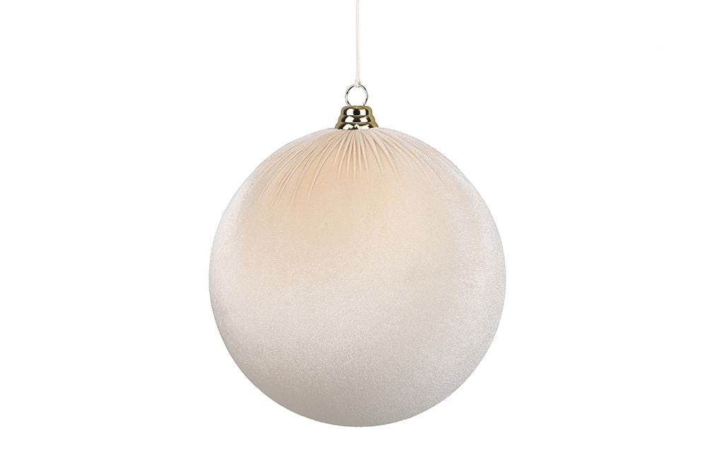 Weihnachtskugel Samt Creme drei Größen