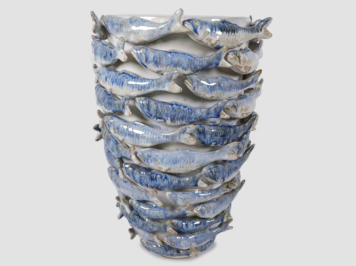 Keramik Vase mit Fisch Ornamenten