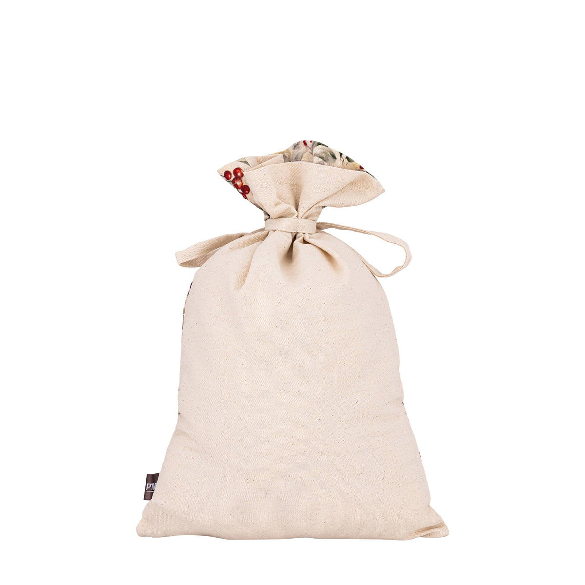 Cremefarbene Baumwolltasche mit Blätterdruck M