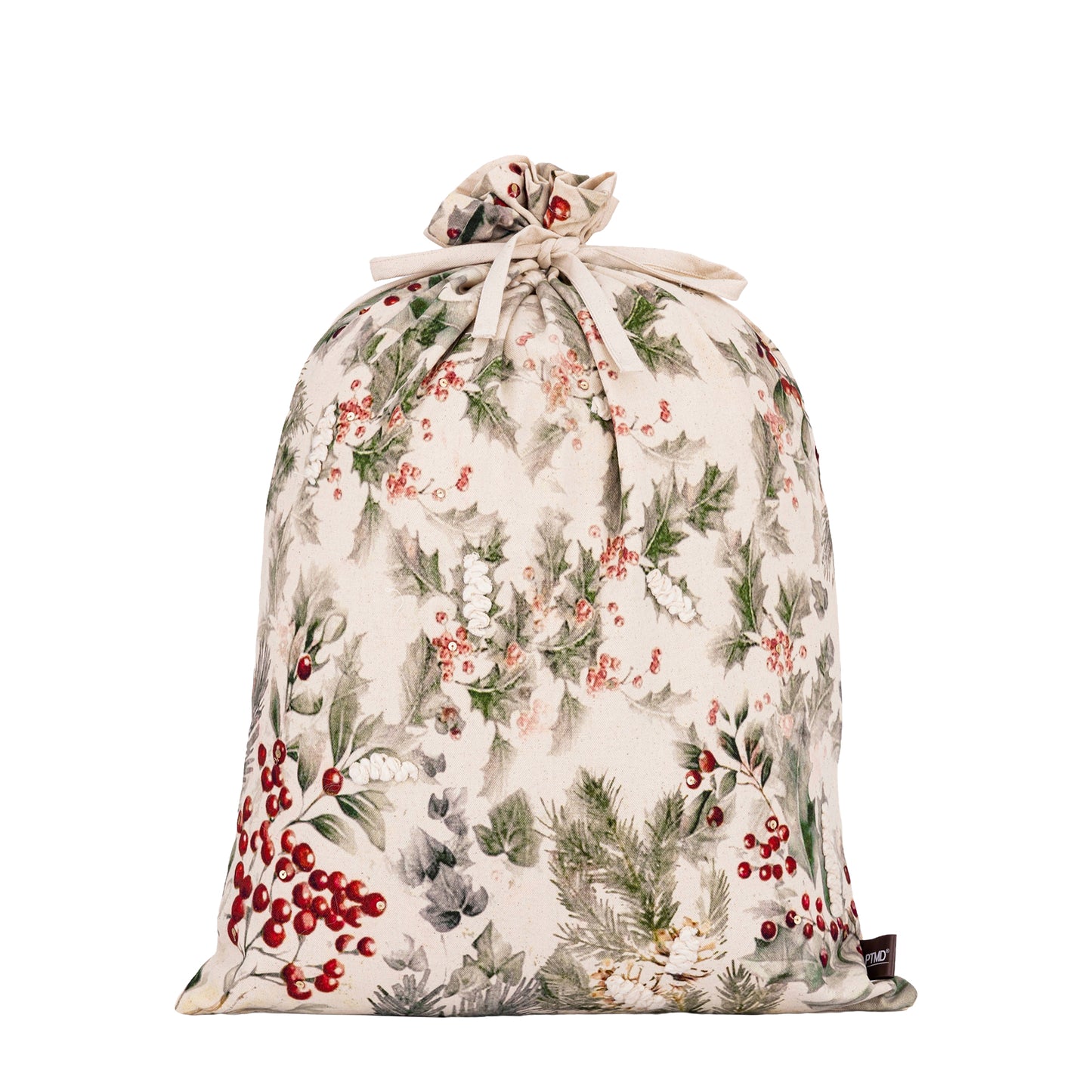Cremefarbene Baumwolltasche mit Blätterdruck L