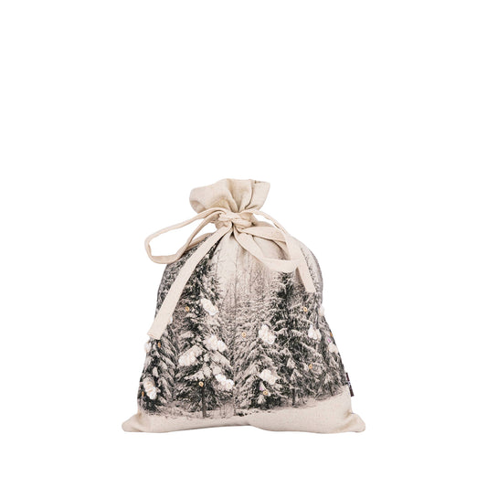 Cremefarbene Baumwolltasche mit Tannenbäume S