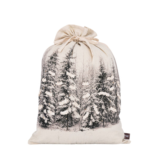 Cremefarbene Baumwolltasche mit Tannenbäume L