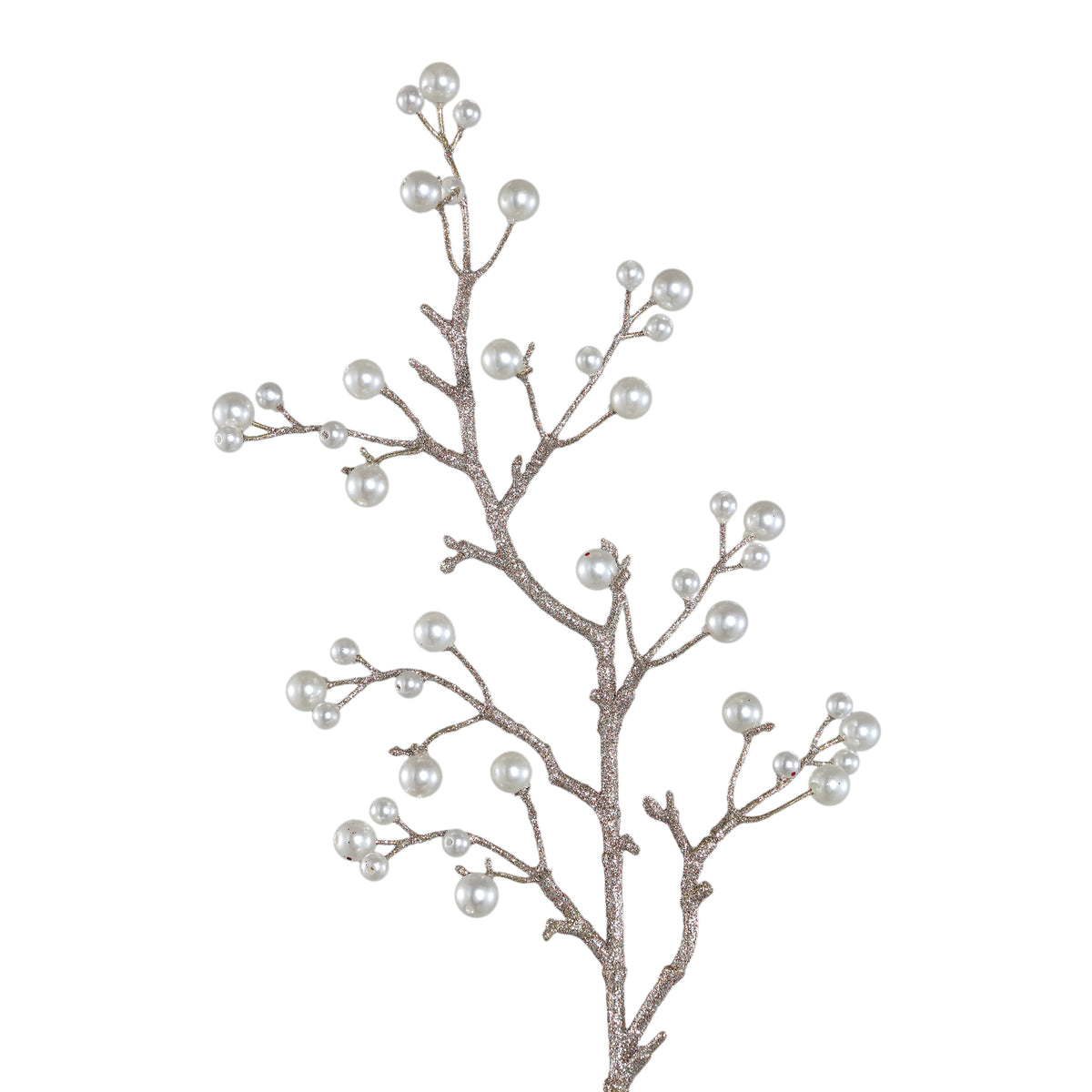 Kunstblume Silberner Zweig mit Perlen