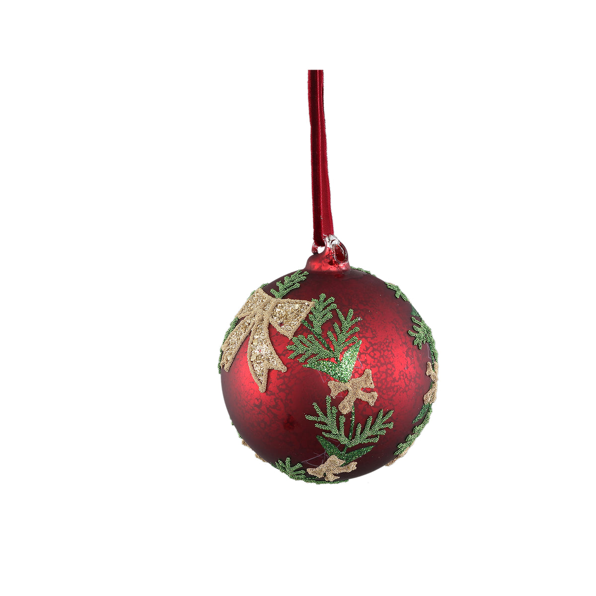 Glaskugel Weihnachtskugel Rot mit goldene Schleife