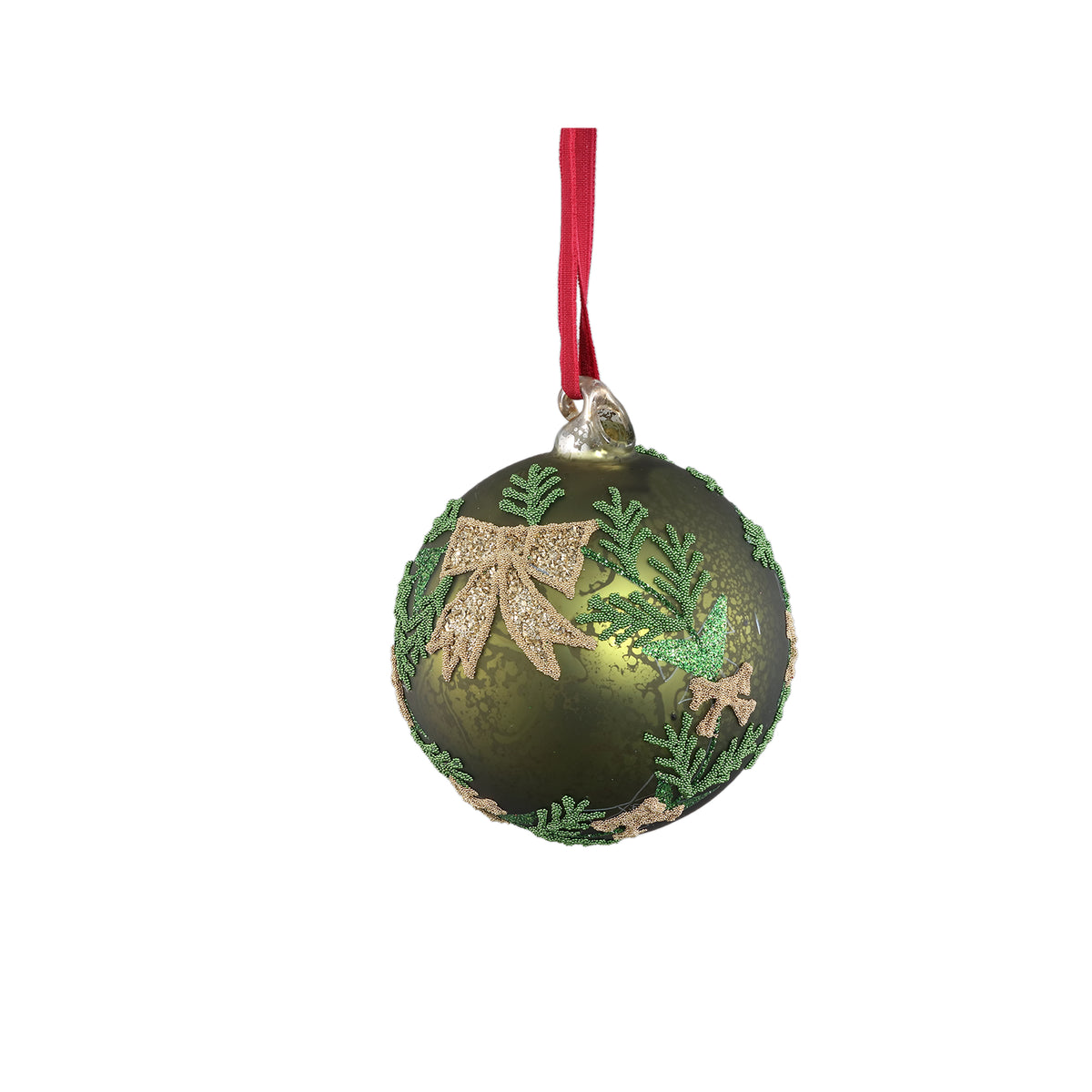 Glaskugel Weihnachtskugel Grün mt goldener Schleife
