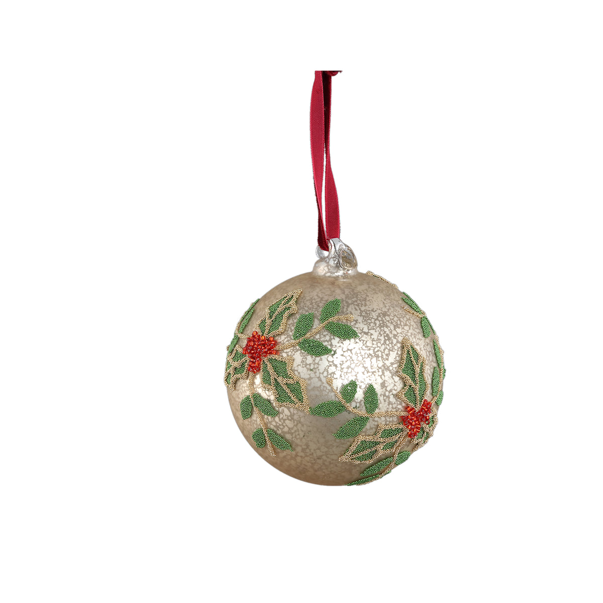 Glaskugel Mistelzweig Gold kleines Muster