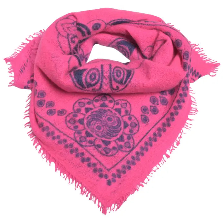 Cashmere Schal/Bandana Ornament in Neonpink