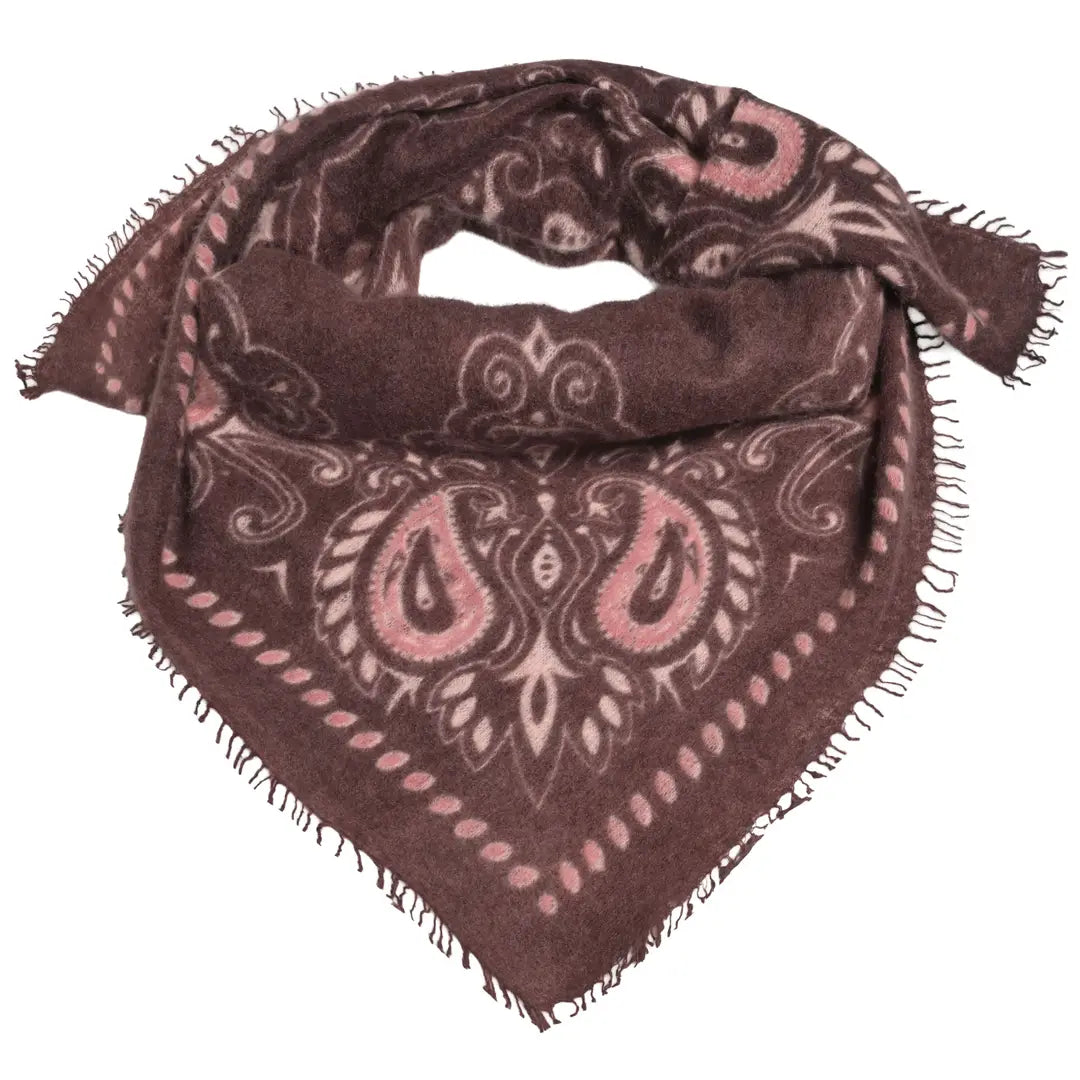 Cashmere Schal/Bandana Paisley-Muster in Dark Choc