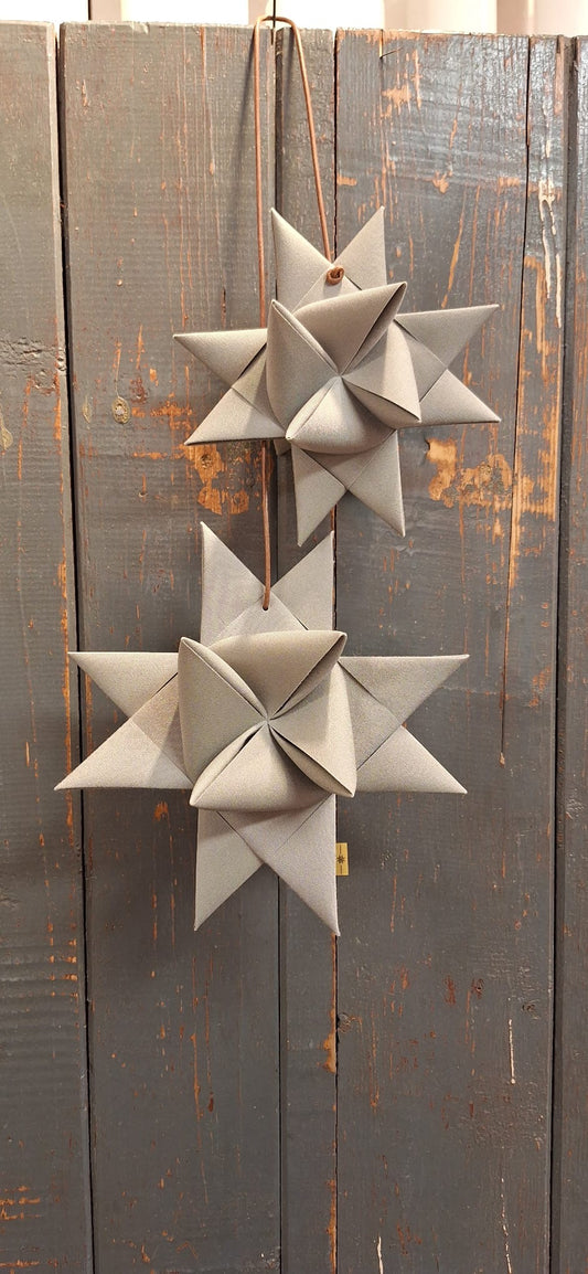 Canvas Sterne 2 Stück am Band in Hellgrau