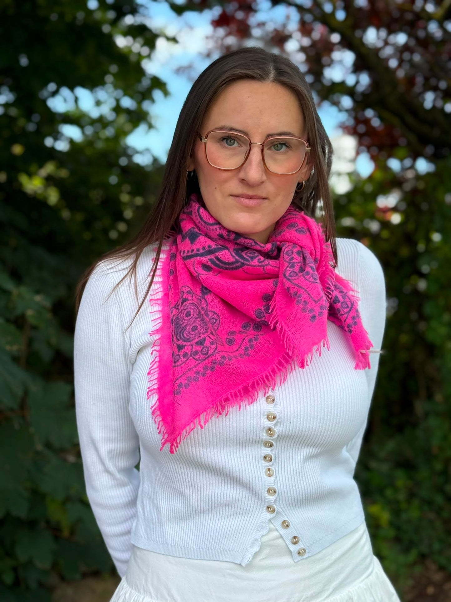 Cashmere Schal/Bandana Ornament in Neonpink