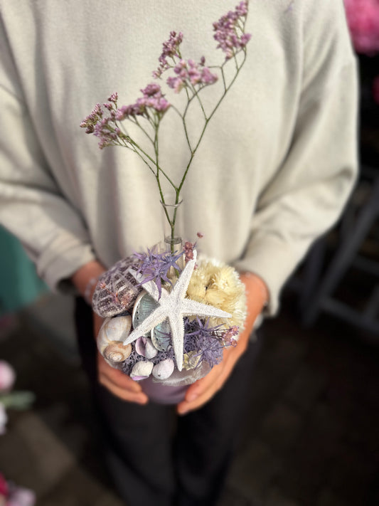 Gesteck Lila 💜 trocken mit Rörchen für frische Blüte (frische Blüte nicht mit im Paket )