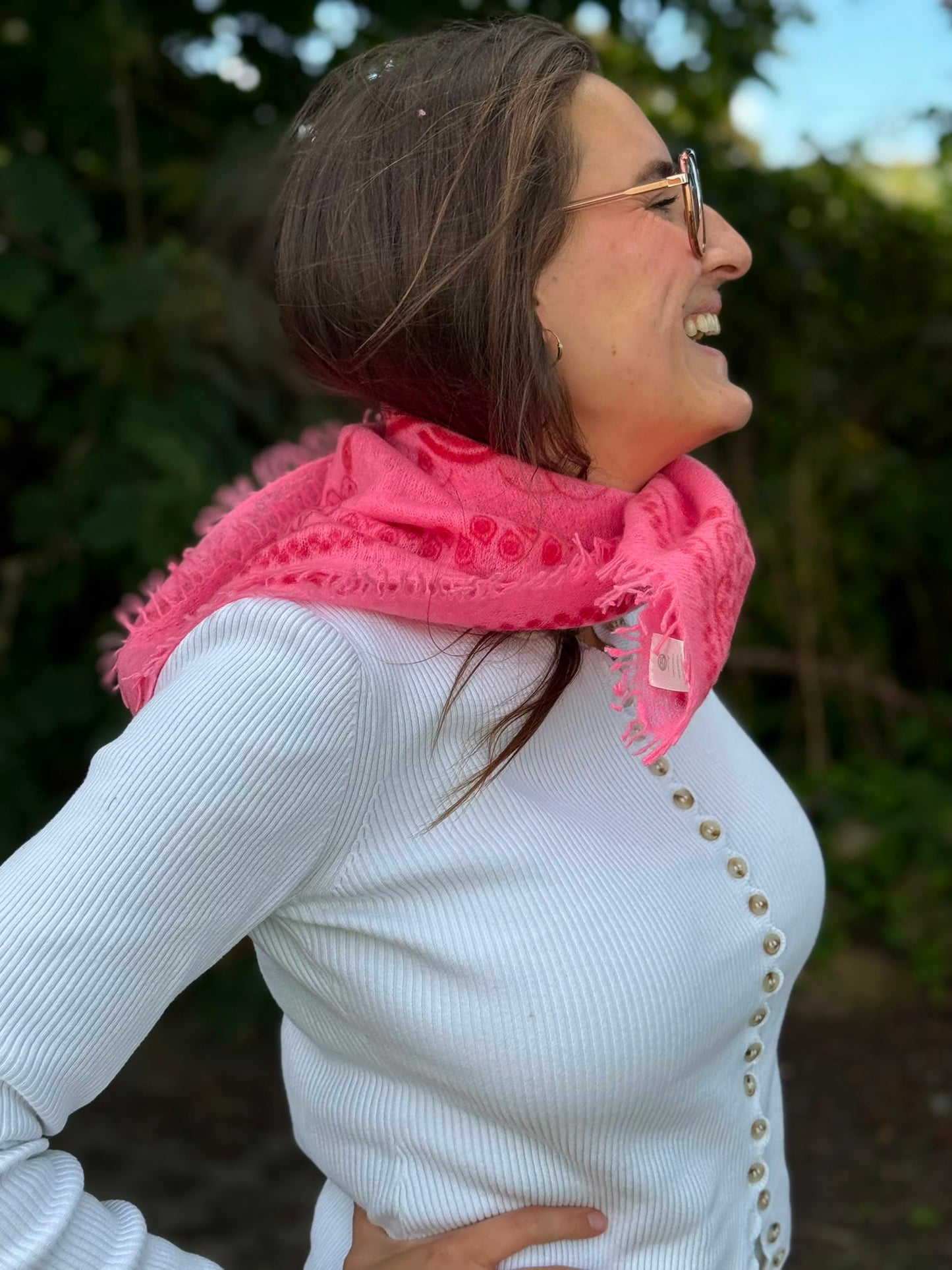 Cashmere Schal/Bandana Ornament in Pink