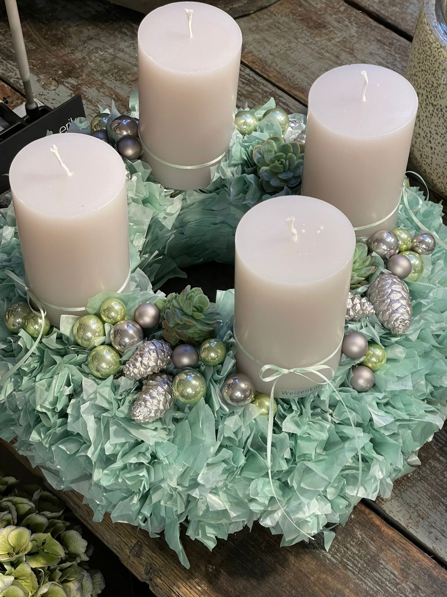 Adventskranz "Andrea" Seidenpapier mint