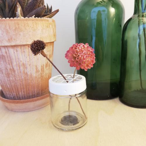 Schraubglas Vase mit Netzdeckel