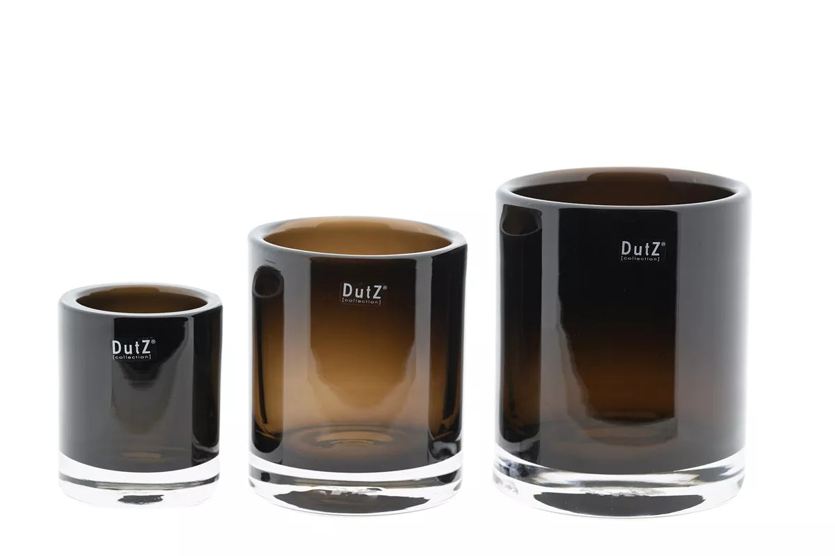 DutZ Vase Cylinder Heavy in Smoky Brown