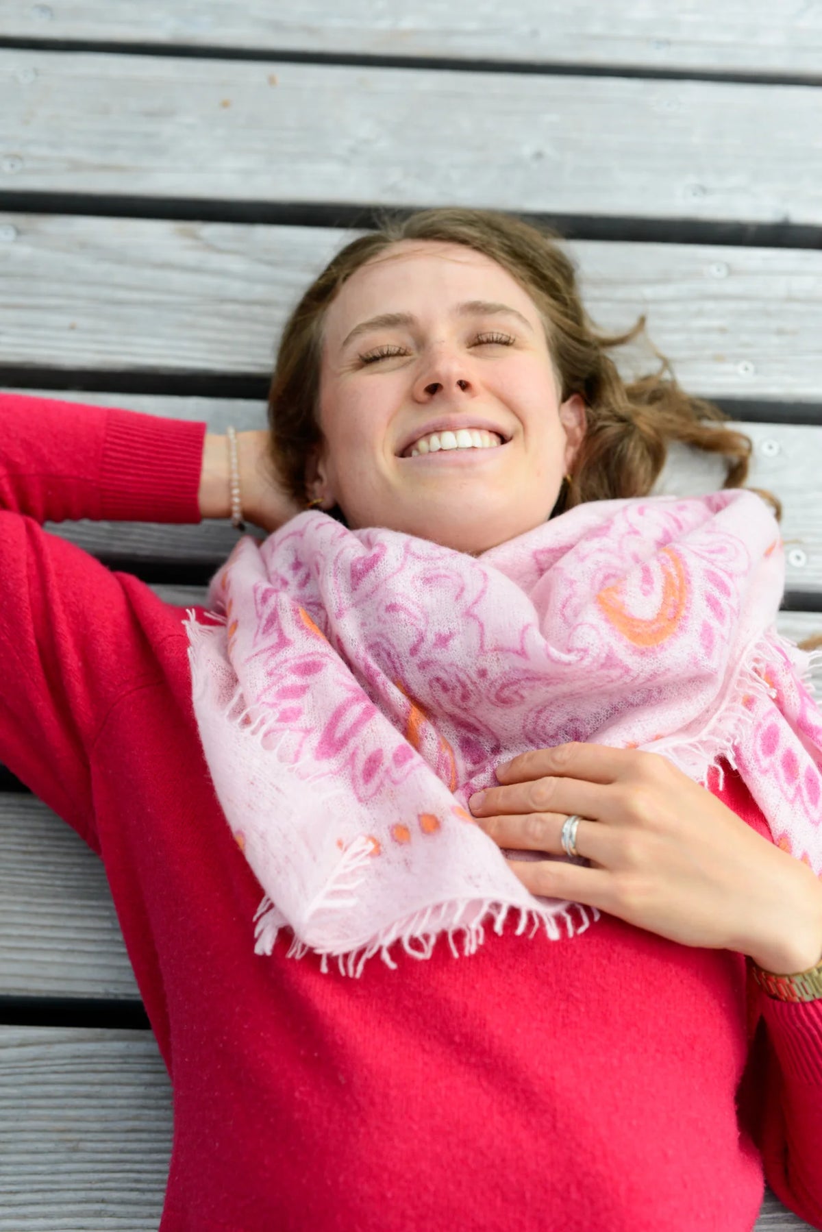 Cashmere Schal/Bandana Paisley-Muster in Rosa