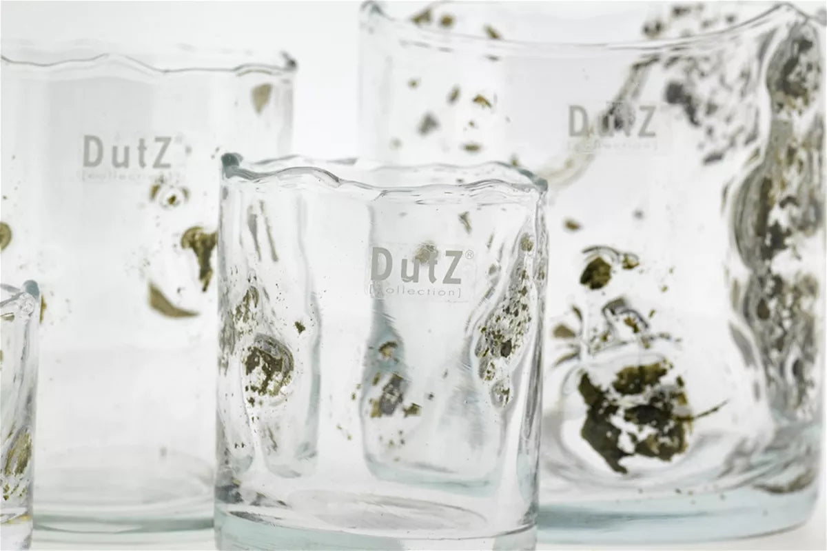 DutZ Vase/Windlicht Organisch mit Glaseinschlüssen in zwei Größen