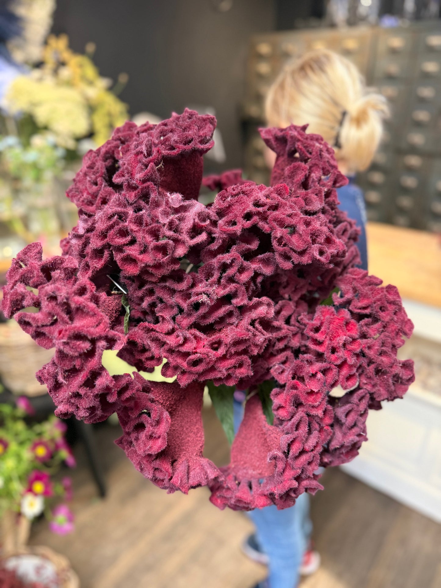 Seidenblume/Kunstblume Celosia Zweig