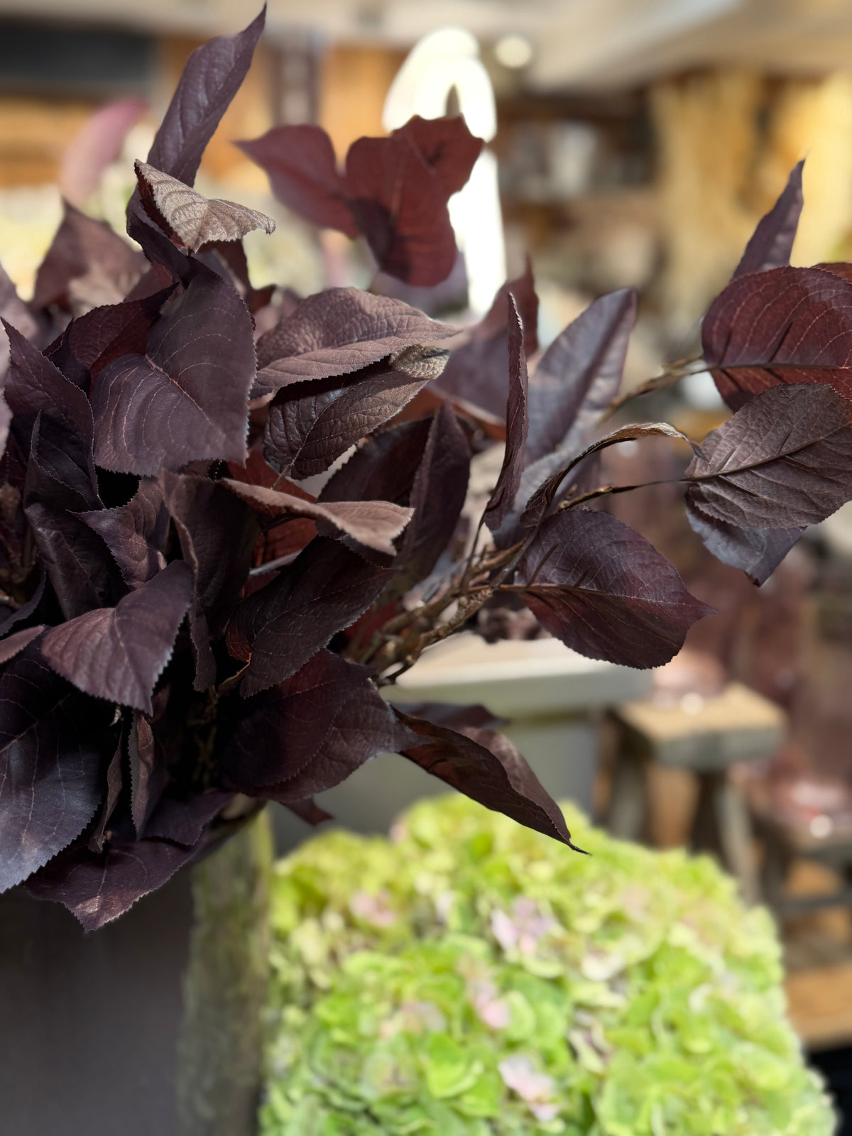 Seidenblume/Kunstblume Zweig Blatt Pflaume