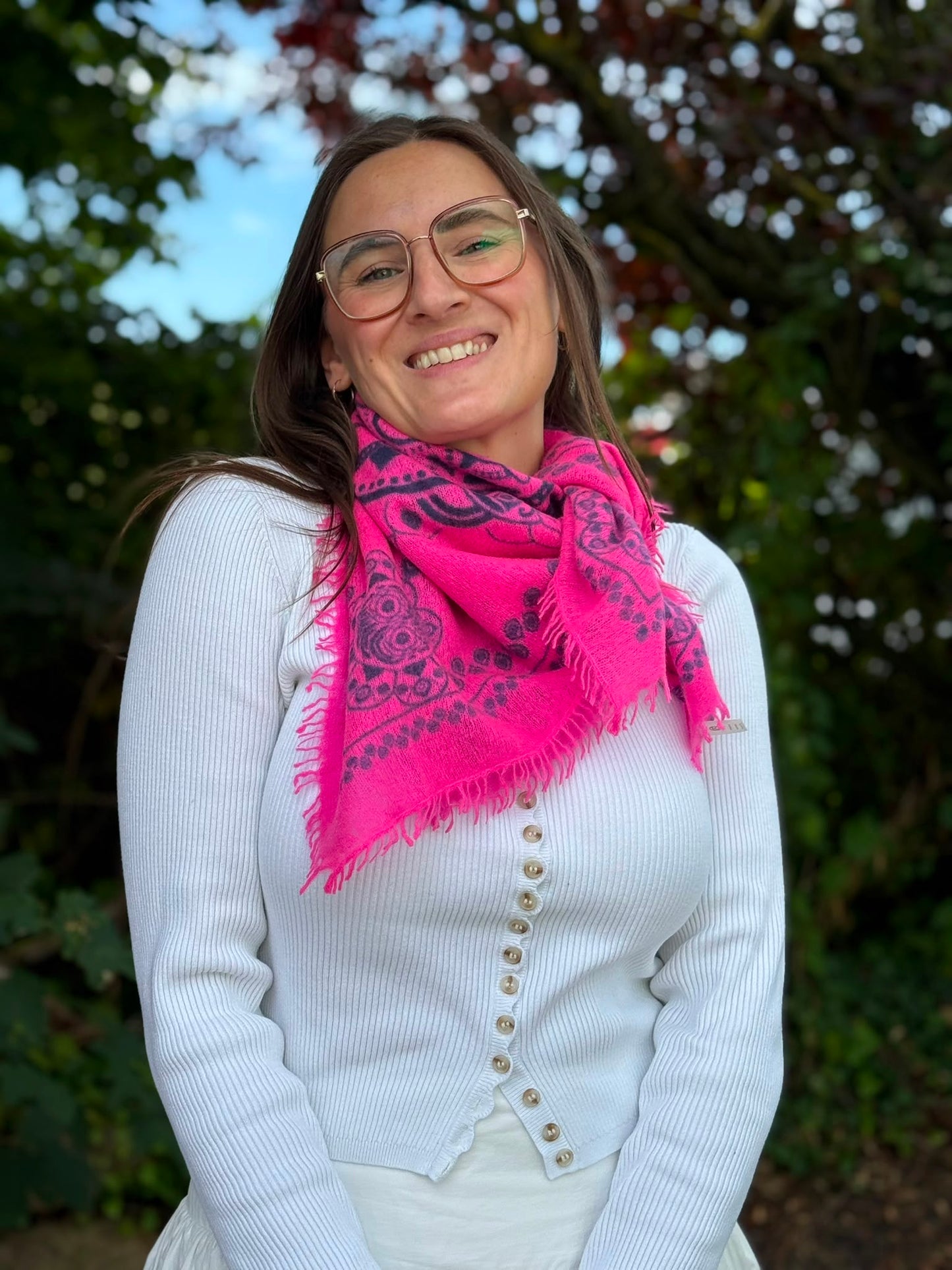 Cashmere Schal/Bandana Ornament in Neonpink