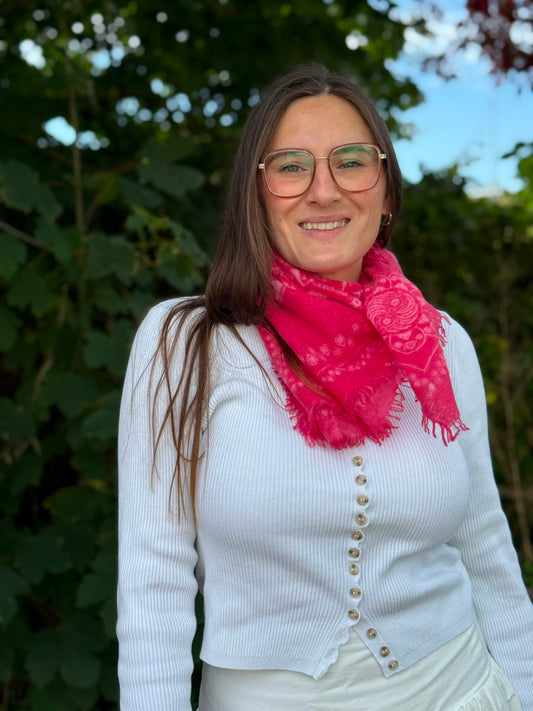 Cashmere Schal/Bandana Ornament in Koralle
